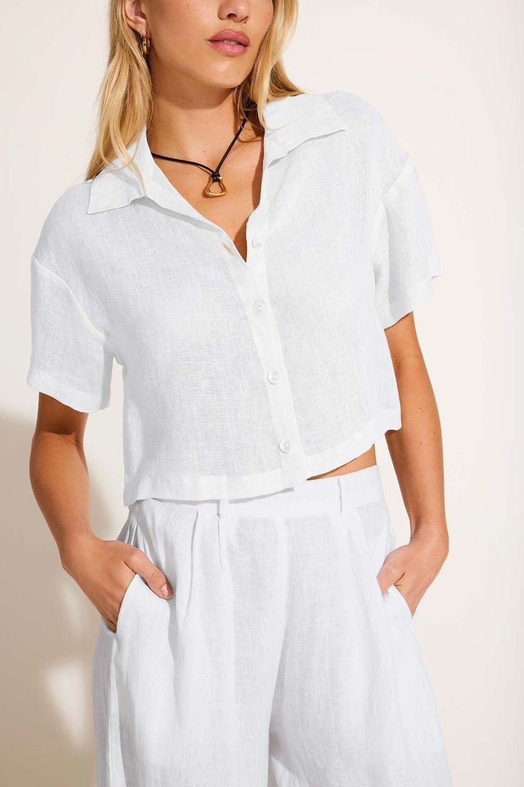 Cropped Linen Top